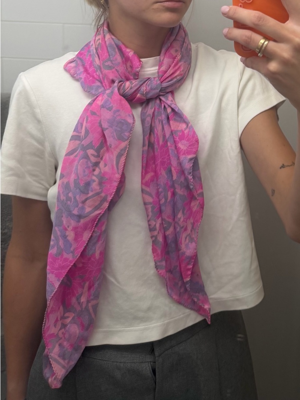 Vintage Pink and Lavender Floral Lightweight Scarf